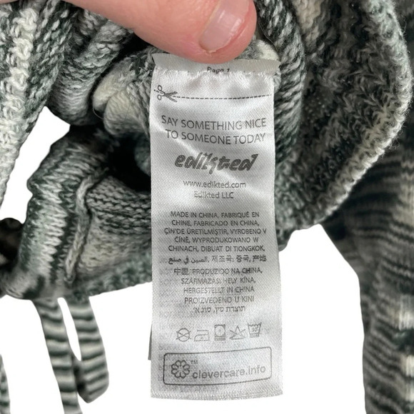 NWOT Edikted Medina Knit Open Back Cropped Sweater in Grey/White Size L - Picture 12 of 16